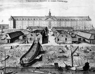 East India Company Shipyard and Warehouse in Amsterdam, 1725